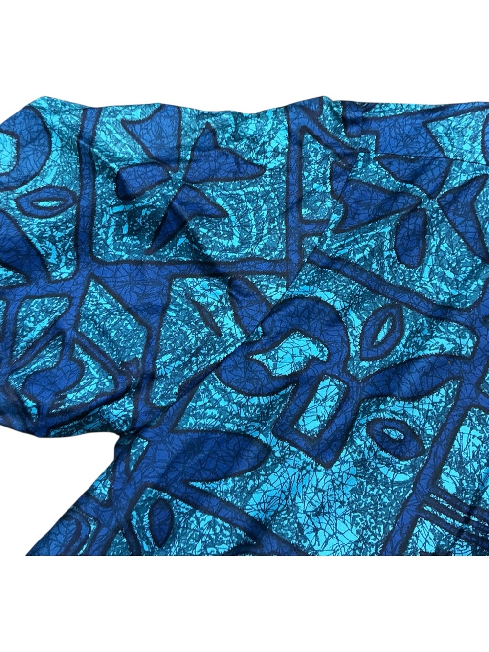 Vintage Liberty House 1960s Hawaiian bold blue geometric batik shirt S/M USA - Picture 7 of 7
